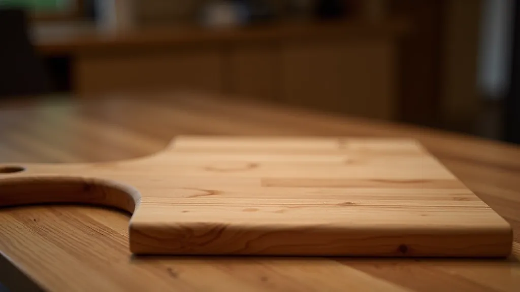 Finished wooden cutting board on kitchen counter showing clean craftsmanship