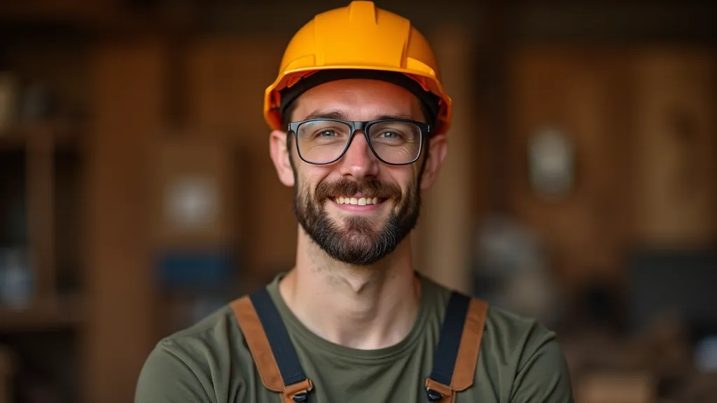 Portrait of safety consultant wearing protective equipment in workshop setting