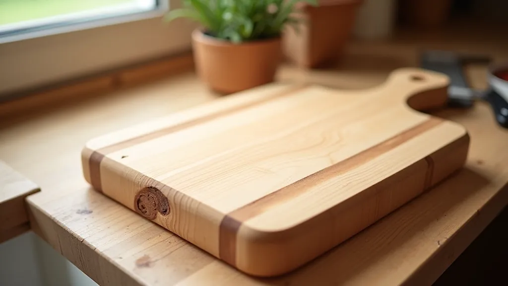Finished wooden cutting board with smooth edges and natural wood grain