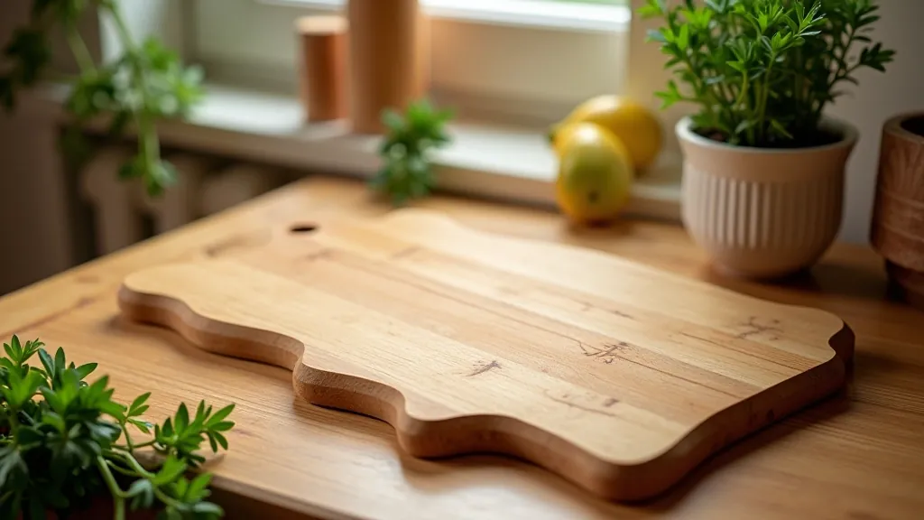 Finished wooden cutting board with natural grain visible on kitchen counter